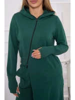 Mikinová souprava s delší stranou tmavě zelená