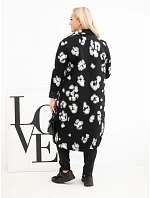 Elegantní dámský plášť Plus Size s límci leopardí černý Elegantní dámský plášť Plus Size s límci leopardí černý