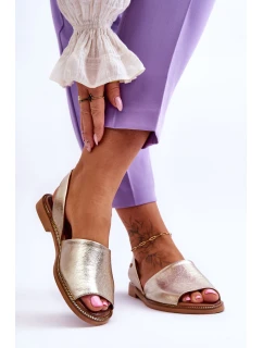 Zazoo 40327 Kožené nášlapné sandály zlaté