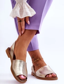 Zazoo 40327 Kožené nášlapné sandály zlaté