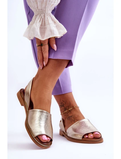 Zazoo 40327 Kožené nášlapné sandály zlaté Zazoo 40327 Kožené nášlapné sandály zlaté