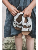 Dětské sandálky na korkové platformě se suchým zipem šedé Rorria Dětské sandálky na korkové platformě se suchým zipem šedé Rorria