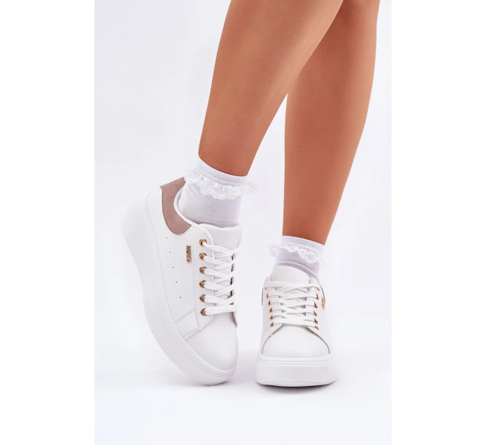 Dámské Sneakersy Na Platformě Eko Kůže Bílé Lelandine Dámské Sneakersy Na Platformě Eko Kůže Bílé Lelandine