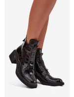 Lakované kožené dámské boty s na Černé model 21708346 - Boto
