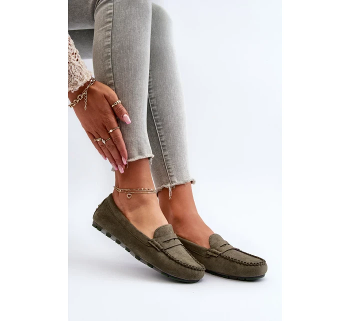 Klasické dámské semišové mokasíny tmavě zelené Glimris Klasické dámské semišové mokasíny tmavě zelené Glimris