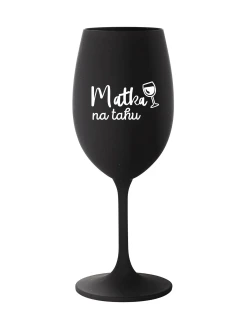 MATKA NA TAHU - černá sklenice na víno 350 ml