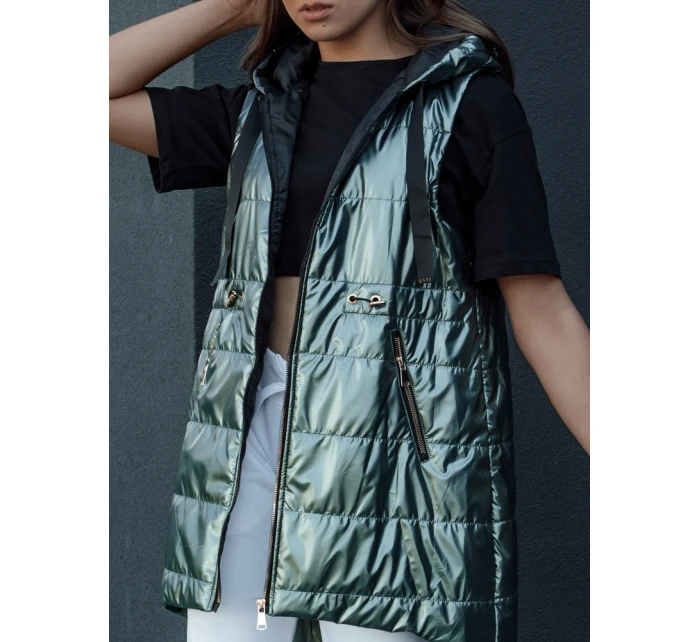 Dámská prošívaná vesta PIXIECODE tmavě zelená FashionStreet TY4445 Dámská prošívaná vesta PIXIECODE tmavě zelená FashionStreet TY4445