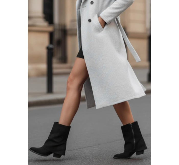 Dámské semišové kozačky s širokým svrškem černé FashionStreet ZY1026