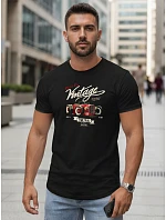 Pánské tričko s retro potiskem černé FashionStreet NX5094R Pánské tričko s retro potiskem černé FashionStreet NX5094R