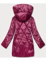 Dámská bunda ve vínové bordó barvě s ozdobnou kapucí model 18013436 - S'WEST Dámská bunda ve vínové bordó barvě s ozdobnou kapucí model 18013436 - S'WEST