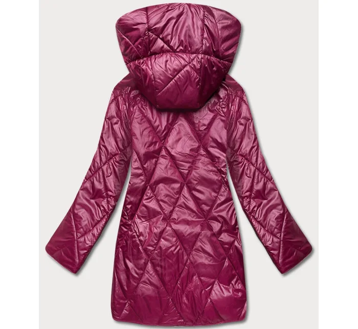 Dámská bunda ve vínové bordó barvě s ozdobnou kapucí model 18013436 - S'WEST Dámská bunda ve vínové bordó barvě s ozdobnou kapucí model 18013436 - S'WEST