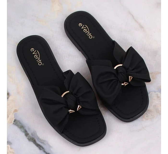 Dámské ploché žabky s mašlí černé eVento model 22096558 Dámské ploché žabky s mašlí černé eVento model 22096558