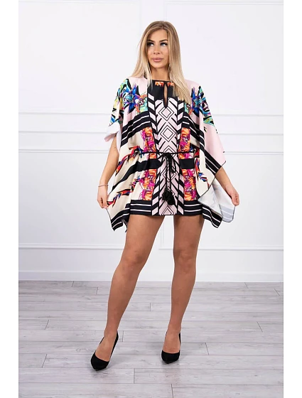 šaty s vázáním v pudrově růžové model 18746604 - K-Fashion