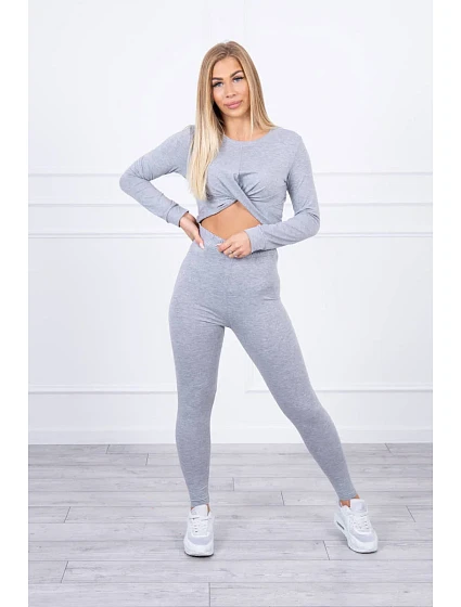 Souprava s řasením na model 18747643 šedé barvy - K-Fashion Souprava s řasením na model 18747643 šedé barvy - K-Fashion
