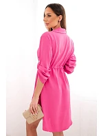 Šaty se zapínáním na knoflíky a se zavazováním v pase růžová