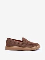 Mužské Semišové Polobotky Loafersy Zazoo 1574 Tmavě Beige