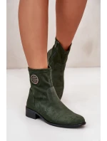 Dámské Botky Na Zip S Dekorativním Detalem Eko Semišové Zelené model 21668042 - Boto