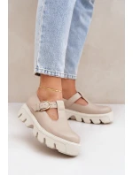 Kožené Polobotky S Přezkou Zazoo 20183 Béžové