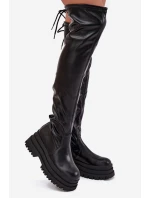 Dámské Kozačky Po Kolena Na Masivní Platformě Černé model 21707072 - Boto