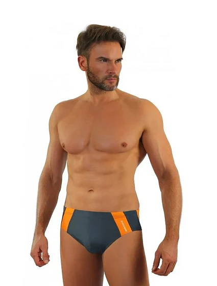 Pánské slipové plavky 447 šedo-oranžové - Sesto Senso