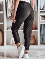 Ležérní dámské plisované kalhoty s páskem PLISSO černé FashionStreet UY2518