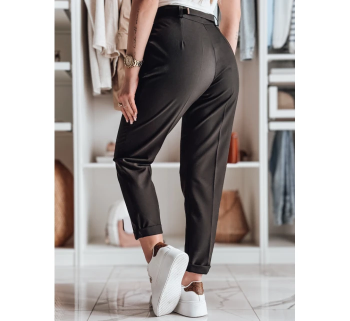 Ležérní dámské plisované kalhoty s páskem PLISSO černé FashionStreet UY2518