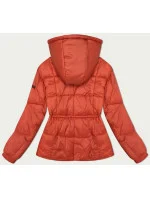 Dámská zimní prošívaná bunda v korálové barvě s odepínací kapucí (15200)