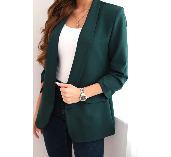 Dámská sako bez zapínání s podšívkou S/M tmavě zelená