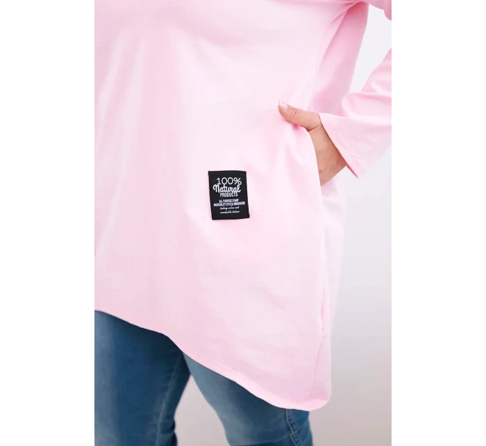 Dámská halenka Plus Size s prodlouženým zadním dílem a dlouhým rukávem bonbónově růžová Dámská halenka Plus Size s prodlouženým zadním dílem a dlouhým rukávem bonbónově růžová