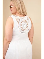 Dámské šaty Plus Size z viskózy s krajkou bez rukávů bílá Dámské šaty Plus Size z viskózy s krajkou bez rukávů bílá