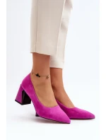 Sametové lodičky na podpatku model 21649297 - VINCEZA