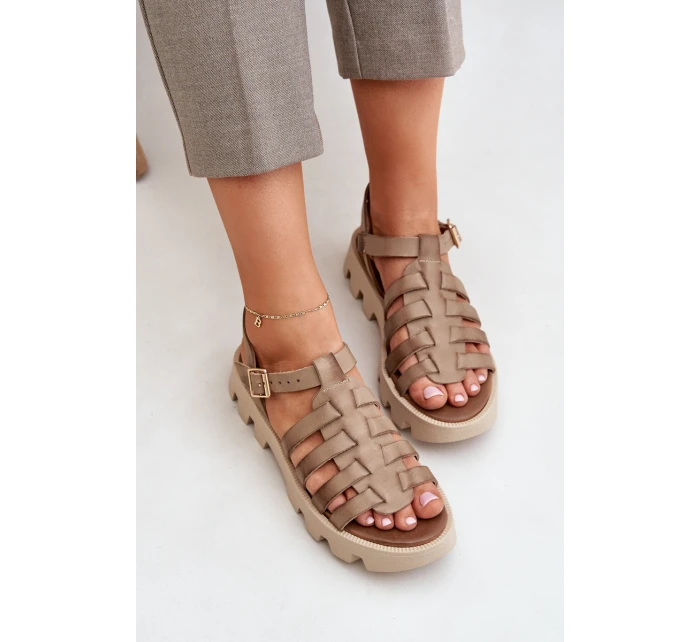 Kožené dámské sandály Zazoo model 21682190 béžové - Boto Kožené dámské sandály Zazoo model 21682190 béžové - Boto