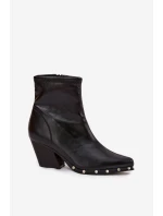 Dámské kožené boty na podpatku černé model 21709978 - Boto Dámské kožené boty na podpatku černé model 21709978 - Boto