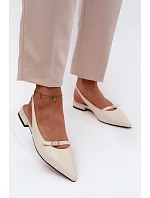 Kožené sandály na nízkém podpatku Maciejka K7449-22 Světle béžové