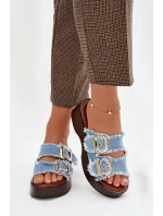 Dámské pantofle na platformě 100-486 Jeans modrá s černou - Joalice Paris Dámské pantofle na platformě 100-486 Jeans modrá s černou - Joalice Paris