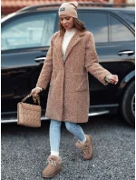 Dámský kabát z jehněčí kůže MOODLAY dlouhý béžový FashionStreet NY0726
