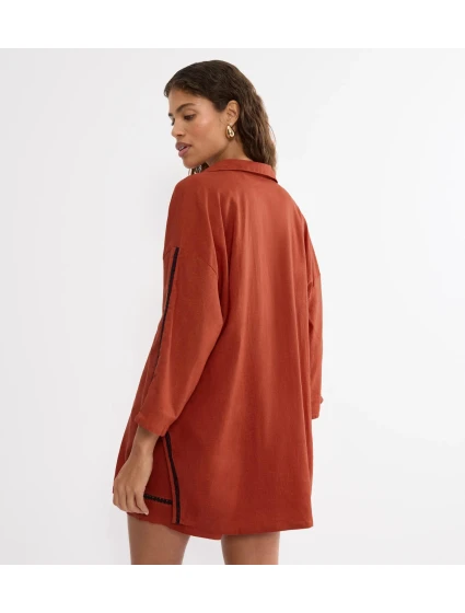 Summer Wear Boyfriend Shirt 01 - HAUTE ORANGE - TRIUMPH HAUTE ORANGE - TRIUMPH