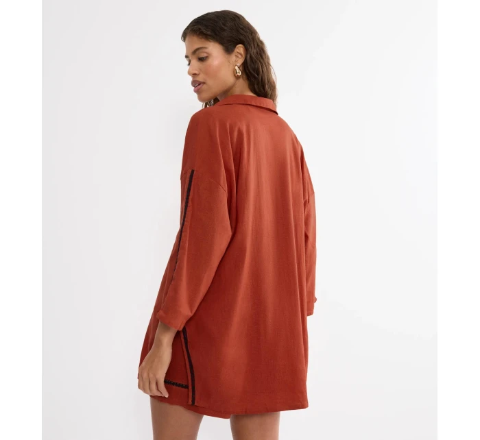 Summer Wear Boyfriend Shirt 01 - HAUTE ORANGE - TRIUMPH HAUTE ORANGE - TRIUMPH