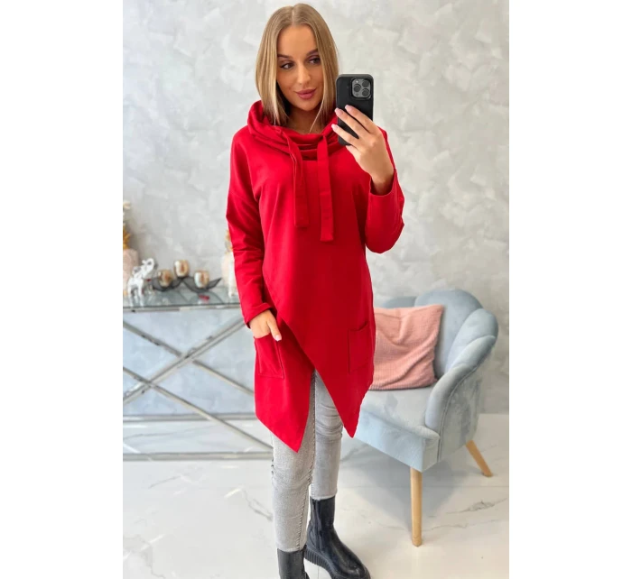 Červená tunika nadměrné velikosti s model 18743732 přední částí - K-Fashion Červená tunika nadměrné velikosti s model 18743732 přední částí - K-Fashion