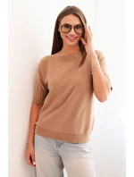 Dámský svetr z viskózy s krátkým rukávem camelový Dámský svetr z viskózy s krátkým rukávem camelový