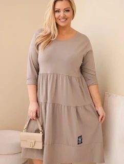 Dámská bavlněná model 21800785 Plus Size s volány a ohrnutým rukávem fango - K-Fashion