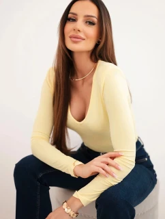 Dámská blůza s výstřihem do V a dlouhým rukávem žlutá