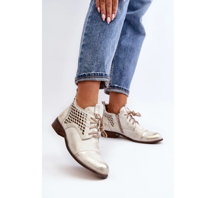 model 21646171 Nízké Kozačky Kožené Dámské Stříbrné - Zazoo