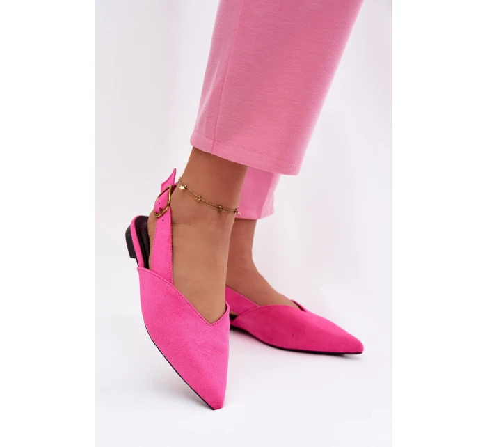 Baleríny s Zlatým Přezkou Eco Semišové Růžové model 21937565 - Boto