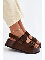 Semišové sandály na platformě Big Star TT274236 čokoládové Semišové sandály na platformě Big Star TT274236 čokoládové