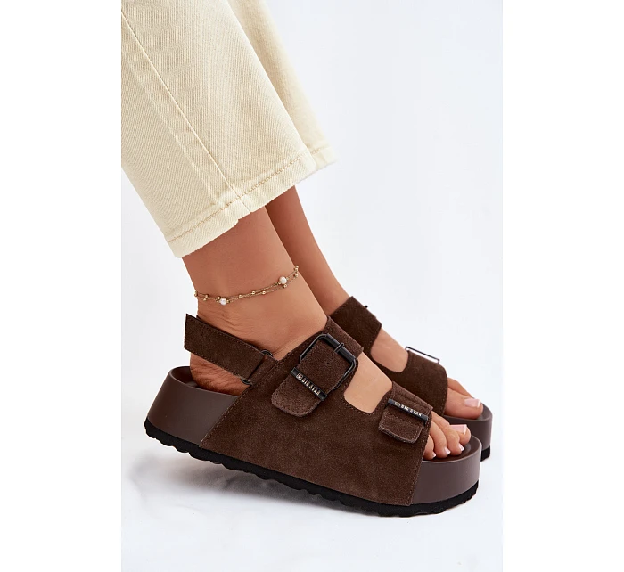 Semišové sandály na platformě Big Star TT274236 čokoládové Semišové sandály na platformě Big Star TT274236 čokoládové