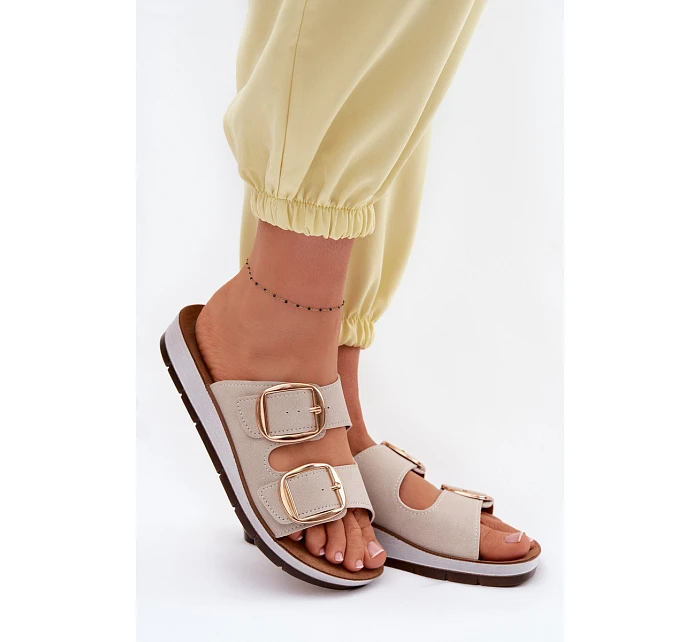 Dámské pantofle se zlatými sponami Inblu CP000061 Béžové