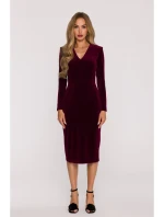 M889 Sametové šaty na tělo - bordó