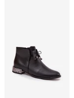 Dámské kožené boty na nízkém podpatku Zazoo – černé Dámské kožené boty na nízkém podpatku Zazoo – černé