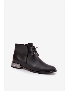 Dámské kožené boty na nízkém podpatku Zazoo – černé